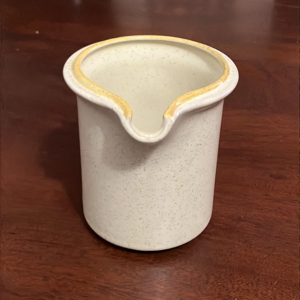 Vintage Hearthside Garden Festival Stoneware Creamer Yellow Rim Speckled Japan